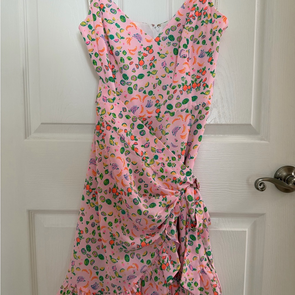 Lilly Pulitzer Alisa Wrap Pink “Fruit Salad” Dress